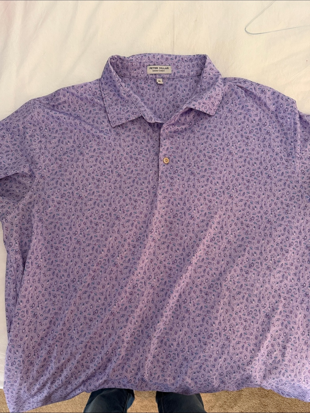 Peter Millar Purple Paisley Short-Sleeve Polo